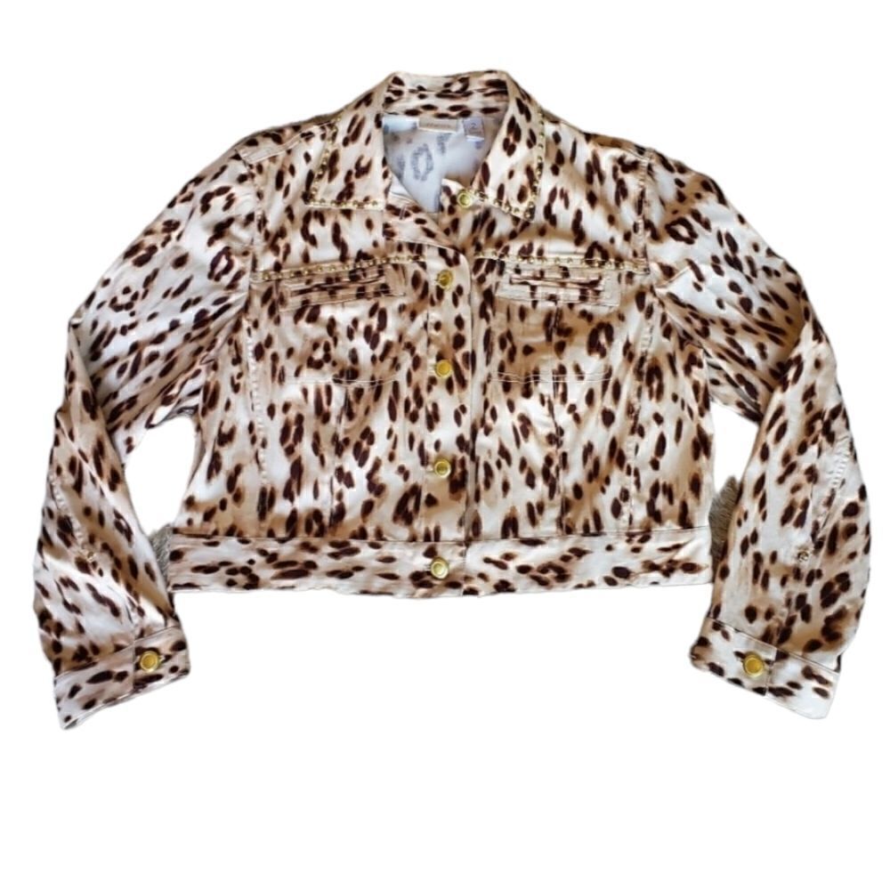 Women's CHICOS  Cheetah Print Jacket Size 2‎